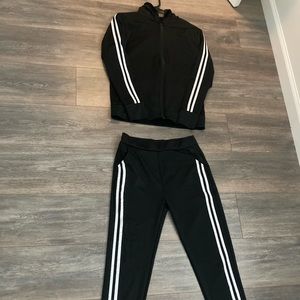 Black with white line pants and jacket! Size S